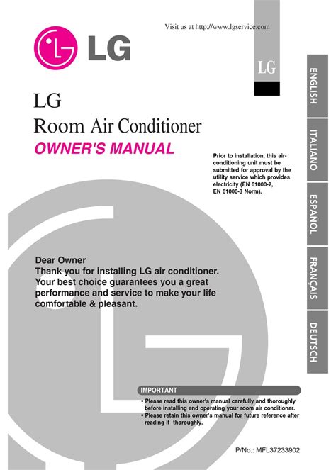 Lg room air conditioner owners manual. - Yoga y energia sexual. la llave de la evolucion (canal infinito).