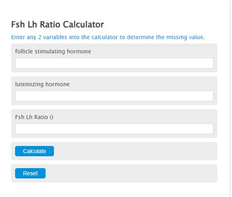 Lh fsh ratio calculator. Things To Know About Lh fsh ratio calculator. 