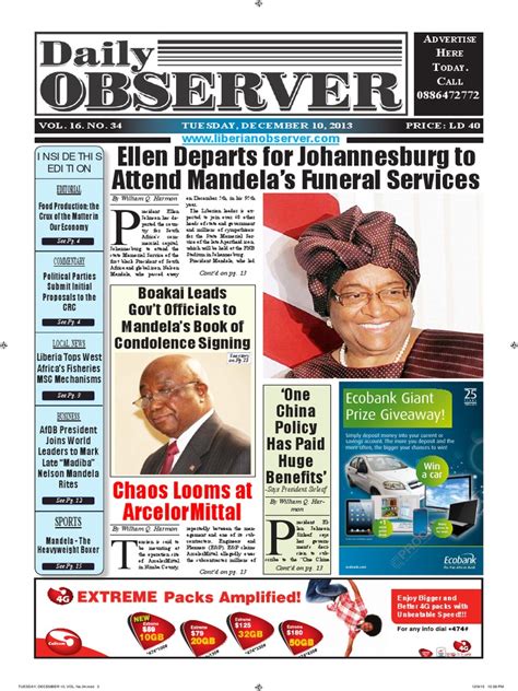Liberia newspapers online. Liberia: Jobs at Risk After Recent Violence in Cape Mount, MNG Latest Unprotected Concessionaire. Business March 6, 2024. Monrovia-– Last week’s violence claimed at least two lives, leading to the arrest of 23 rioters who staged a violent…. 