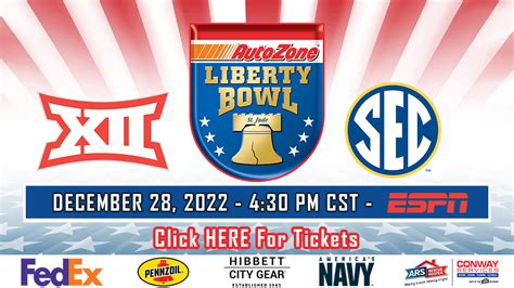About vs December 29, 2023 at 2:30 PM (CST) 65th AutoZone Liberty Bowl Friday, December 29, 2023 - 2:30 P.M. CT MISSION STATEMENT. 