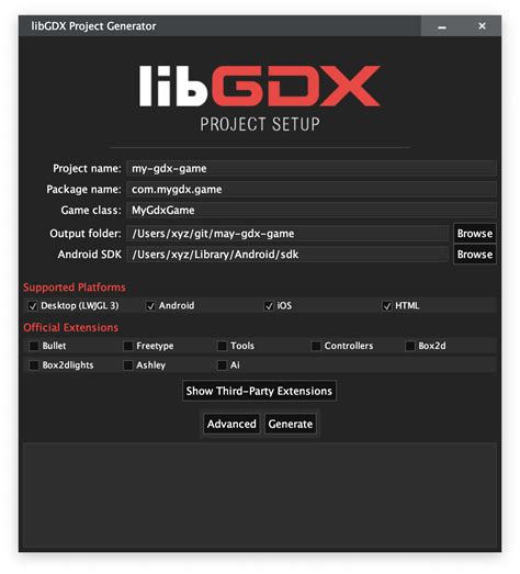 Libgdx extensions.  The project was created with gdx-setup.  It .  You can fi...