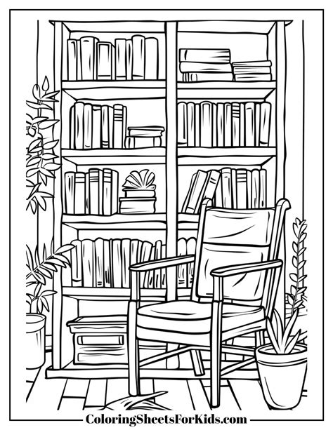 Library And Coloring Pages