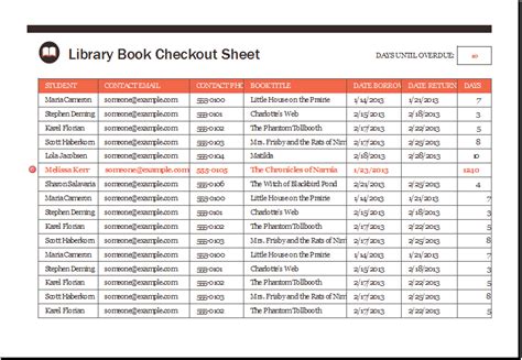 Library Book Checkout Sheet Template .xls Excel Templates