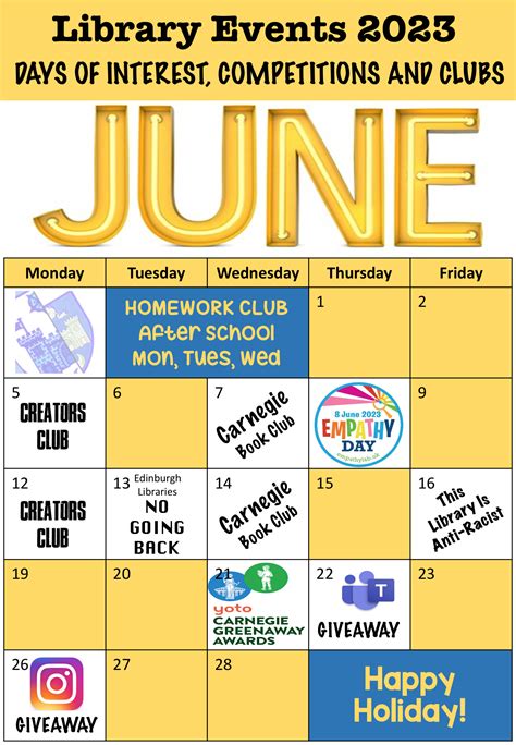 Library Events Calendar