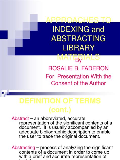 Library Indexing And Abstracting