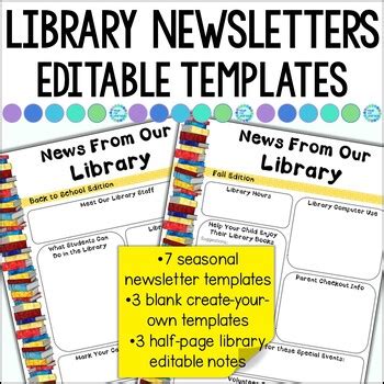 Library Newsletter Template Worksheets Teaching Resources Tpt