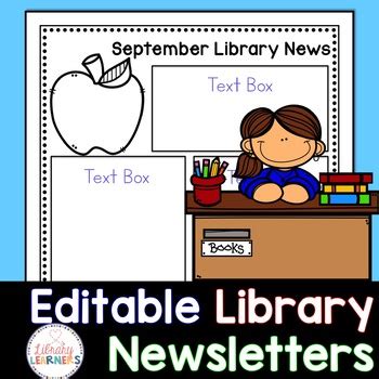 Library Newsletter Templates Editable By Library Learners By Cari White