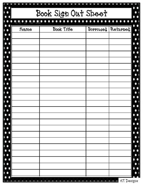 Library Sign Out Sheet Template