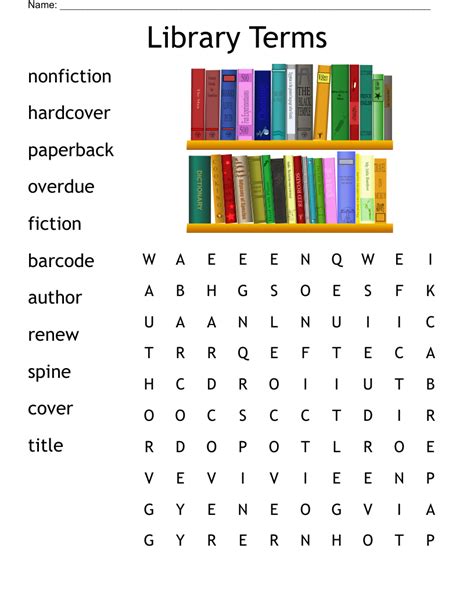Library Terms Word Search Wordmint