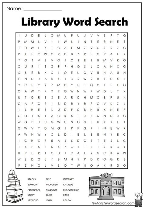 Library Word Search Monster Word Search