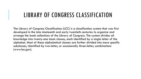 Library of congress classification pdf