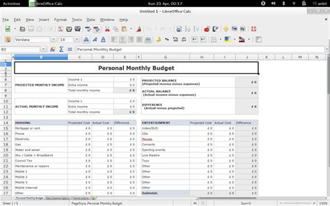 Libreoffice Budget Spreadsheet