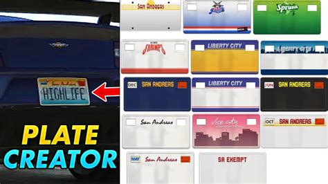 License plate maker. Downloads. GTA5 Mods. Misc. License Plate Pack. Discord Server If you need support, have suggestions or found any bugs, join my Discord Server. There you can also find beta versions of some projects, exclusive products and place your own commission on any graphics and textures. The pack contains 57 new, handmade from … 