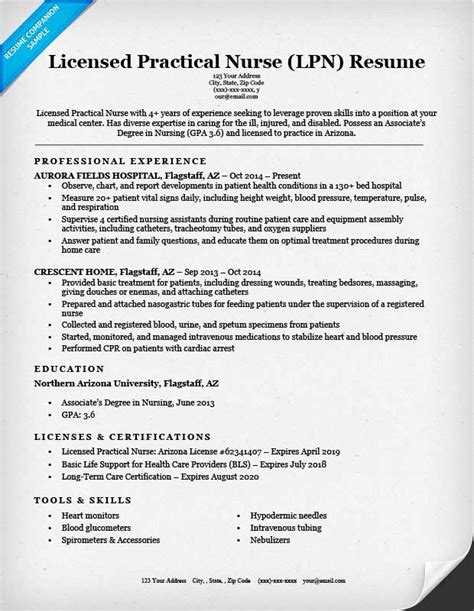 Licensed Practical Nurse Lpn Resume Sample 20 Tips