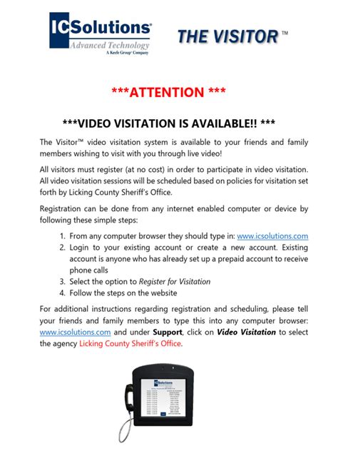 Licking county jail video visitation. com.  Visitation Table of Contents What tim...