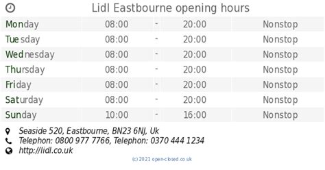 Lidl Eastbourne BN23 6NJ - 520 Seaside - Opening Times and