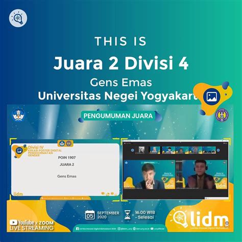 5 sept 2020 ... Upacara Penutupan LIDM 2020 di Universitas Negeri Yogyakarta Lomba Inovasi Digital Mahasiswa (LIDM 2020) adalah kegiatan yang diadakan oleh .... 