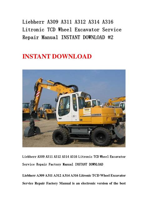 Liebherr a309 a311 a312 a314 a316 excavator service manual 2. - Manuale del motore del coleottero 1600.