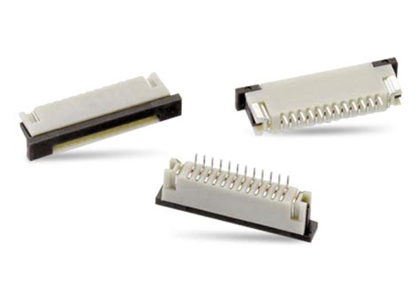Lif connectors.  Locking types of FPC connectors ZIF with slider ZIF hinge typ...