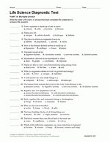 Life Science Diagnostic Test Printable (6th - 12th Grade)