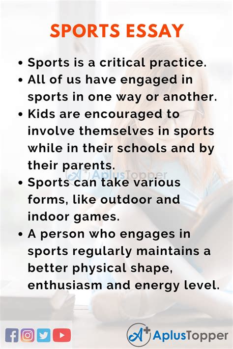 Life lessons learned through sports essay. Sports can be very instructive in teaching these types of lessons. There are obvious benefits of sports such as keeping people physically fit‚ promoting active lifestyles‚ and relieving emotional stress. There are also moral benefits associated with sports. Some people. Premium Personal life. 