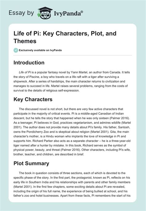 Life of Pi: Key Characters, Plot, and Themes Essay