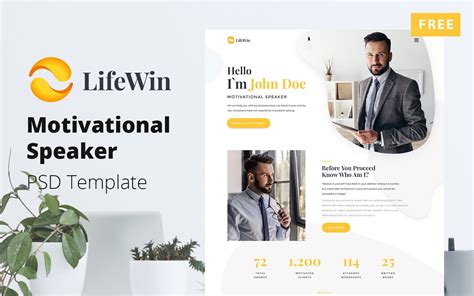 LifeTime Free Motivational Speaker PSD Website Design