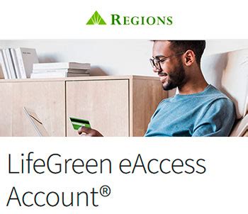 LifeGreen eAccess Account® You bank online, pay primarily with a card and may write a few checks. Monthly fee options: $0 with at least 10 Regions debit card and/or credit card purchases 3 More ways to waive the fee 