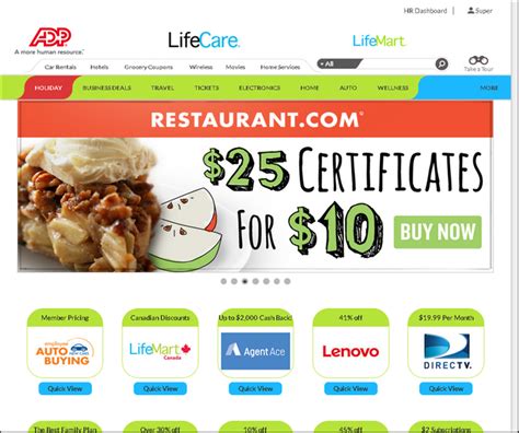 ADP ® Discounts powered by LifeMart ® Shop at home or . from any mobile device. Make everyday life a. little more affordable. Save time with . one-stop shopping. ADP Discounts powered by LifeMart helps you save time and money on the things you want most, from every day needs to one-of-a-kind purchases. You’ll find a huge selection of .... 