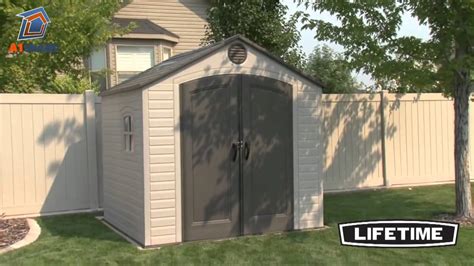 Lifetime 8x7 5 shed. Lifetime storage shed with heavy-duty construction—no maintenance or repainting required. Interior stays dry, bright and pest free. Built-in shelving and storage systems. Includes floor panels and one 90"L x 9"W shelf. Site prep and foundation are required but not ... 