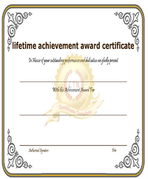 Lifetime Achievement Award Certificate Template