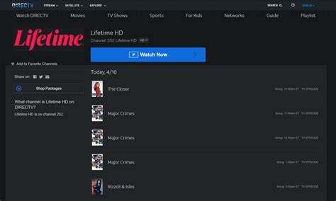 Lifetime channel on directv. See all the TV Shows and Movies available on Lifetime on DIRECTV 
