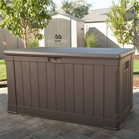 The Lifetime deck box comes with a strong, lockable lid to keep your belongings safe and secure. It features a controlled spring hinge that won’t slam shut. For easy access, this lid opens to more than 90 degrees. And this deck box is virtually maintenance free so you don’t have to deal with any special cleaning or repairs.