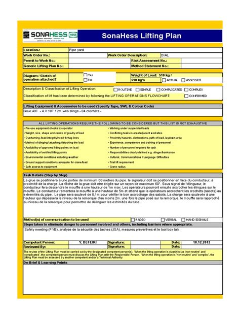 Lifting Plan Example PDF Mass Mechanical Engineering