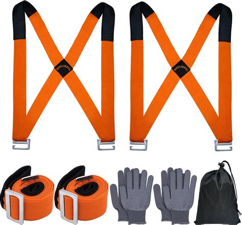 Lifting and moving straps.  Polypropylene straps with three loops at each end...