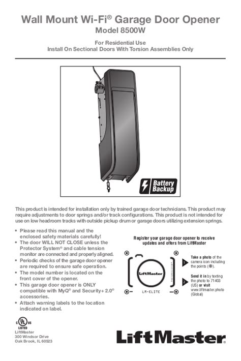 Liftmaster 8500w manual error codes.  View the wide range of garage door openers available f...