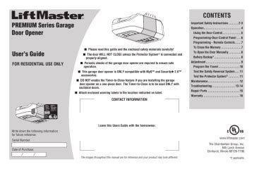 Liftmaster hbw7675 manual. User manual instruction guide for Garage door opener w/900MHz FHSS transceiver 7675 Chamberlain Group Inc, The. Setup instructions, pairing guide, and how to reset. Chamberlain Group The 7675 Garage door opener w/900MHz FHSS transceiver User Manual Exhibit D Users Manual per 2 1033 b3 