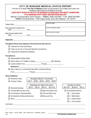 Light Duty Work Restrictions Examples Fill Out and Sign Printable PDF