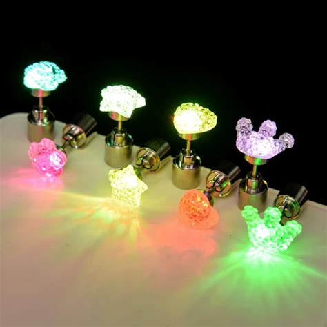 Light Up LED Earrings Hot Christmas Studs Flashing Blinking …