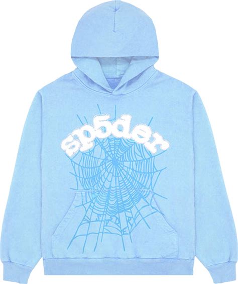 Light blue spider hoodie. 1 of 1. Sp5der Web Hoodie 'Grape' Sp5der, Apparel, Tops. 102. $228. 103. $226. 104. $220. 105. $228. 106. $226. 107. $458. Facts. Sp5der's signature web emblem is emblazoned … 