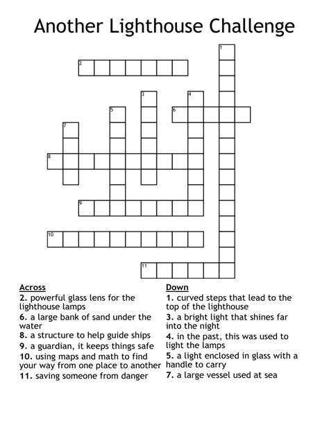 Light chamber at the top of a lighthouse - crossword …