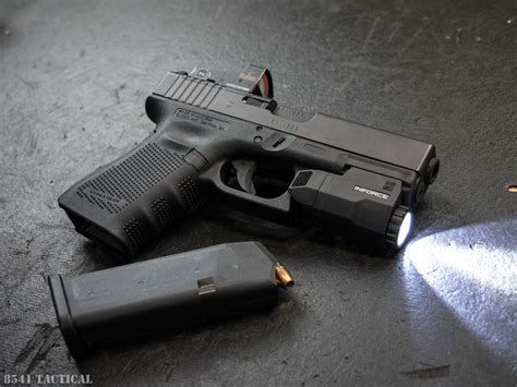 Light for glock 45. The Glock 45 is a compact pistol with a full size frame and a compact slide. This Glock model weighs only 21.73 ounces unloaded and has a barrel length of 102 mm or 4.02 inches. Each holster listed above is able to be handmade for the Glock 45 9mm. With our many color options, clip sizes, and hand orientation options, you can customize a ... 