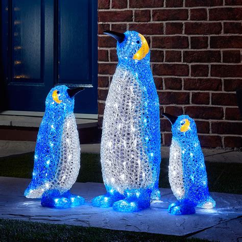 Light up penguin outdoor christmas decoration. Add a little touch of whimsy to your holiday display with this adorable lighted penguin. Warm white lights provide a soft but bright glow that reflects off the snowy fabric. Super easy assembly makes Christmas decorating a breeze. Whether it's used indoor or outdoor this durable display will add joy to your decor season after season. Product Features: Lighted outdoor penguin decoration. Pre ... 
