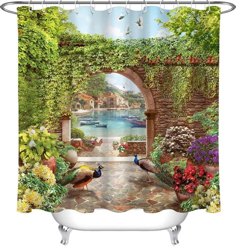 Lighthouse Garden Scene Shower Curtain Wayfair