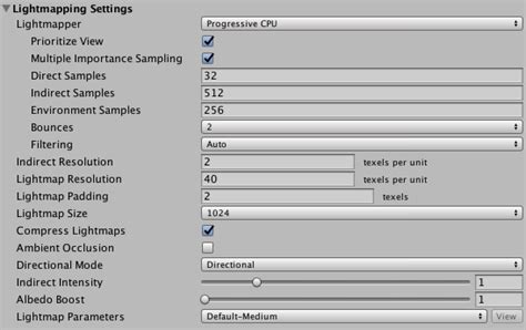 Lightmapping Settings - Unity 手册