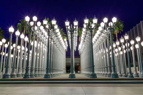 Lights in la. Chris Burden’s “Urban Light” installation at LACMA has become one of the city’s most popular landmarks and tourist attractions - and it’s celebrating its 10th birthday. For its’ tenth ... 