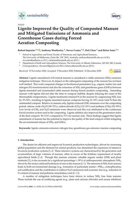 Lignite Improved the Quality of Composted Manure and Mitigated ...