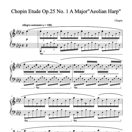 Free Piano Sheet Music - Etude No. 13 - Op. 25, 