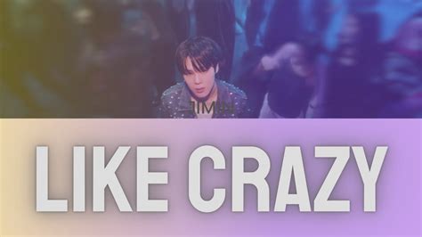 Like crazy jimin lyrics romanized. KPOPCHART.NET - Jimin BTS baru saja resmi merilis album "FACE" pada Jumat (24/03) pukul 13.00 KST bersamaan dengan video musik untuk lagu utamanya yang bertajuk "Like Crazy".. Dalam satu jam pertama setelah diunggah, video musik "Like Crazy" Jimin BTS ini sudah berhasil mencapai 1,7 juta views dan mendapat 700 ribu likes. Berikut lirik romanized lagu "Like Crazy" Jimin BTS: 