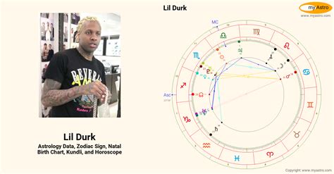 Lil Durk birth chart offers a fascinating glimpse into the astrological factors that shape his personality, strengths, weaknesses, and life journey. His Libra sun sign, Scorpio moon sign, and Aquarius rising sign indicate a complex blend of charm, intensity, and individuality.. 